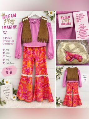 Dream Play Imagine Girls Groovy 70s Hippie Costume Size 5/6
